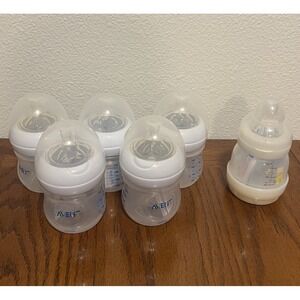 Philips Avent Natural Wide Nipple Anti-Colic 5 Wide-Neck Bottles 4oz Older Model